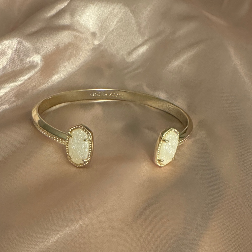 Elton Gold Cuff Bracelet in Iridescent Drusy